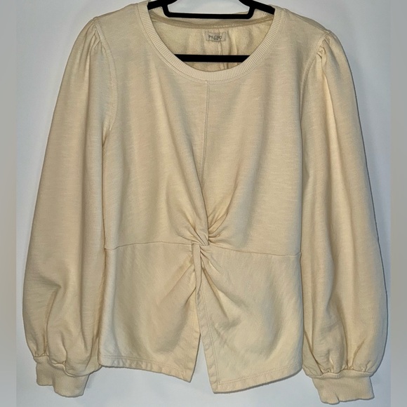 Pilcro Cream Twist-Front Sweatshirt - Picture 3 of 16